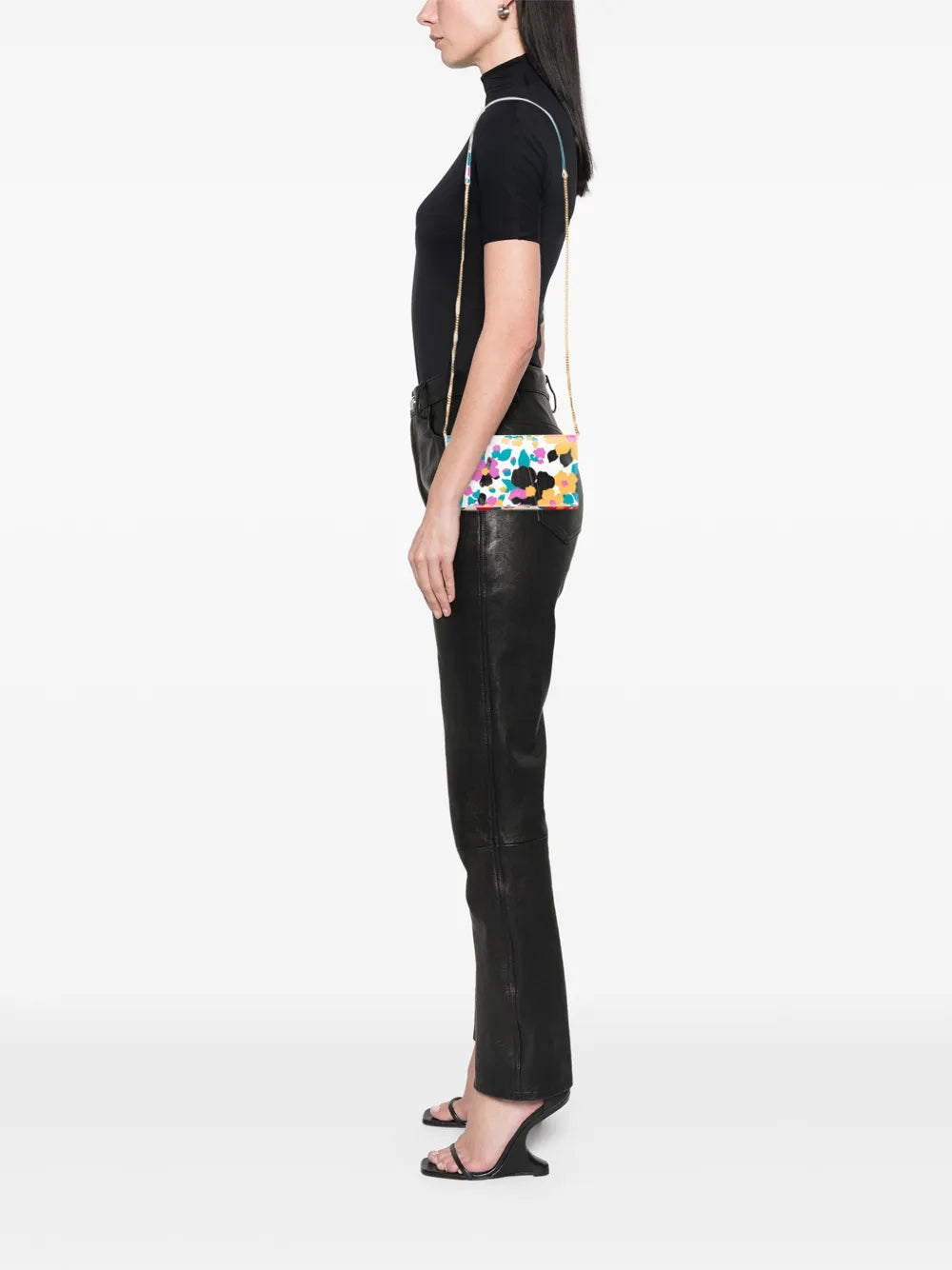 Pre-OwnedSaint Laurent Pre-Owned2021 Floral Printed Leather Wallet On Chain crossbody bag