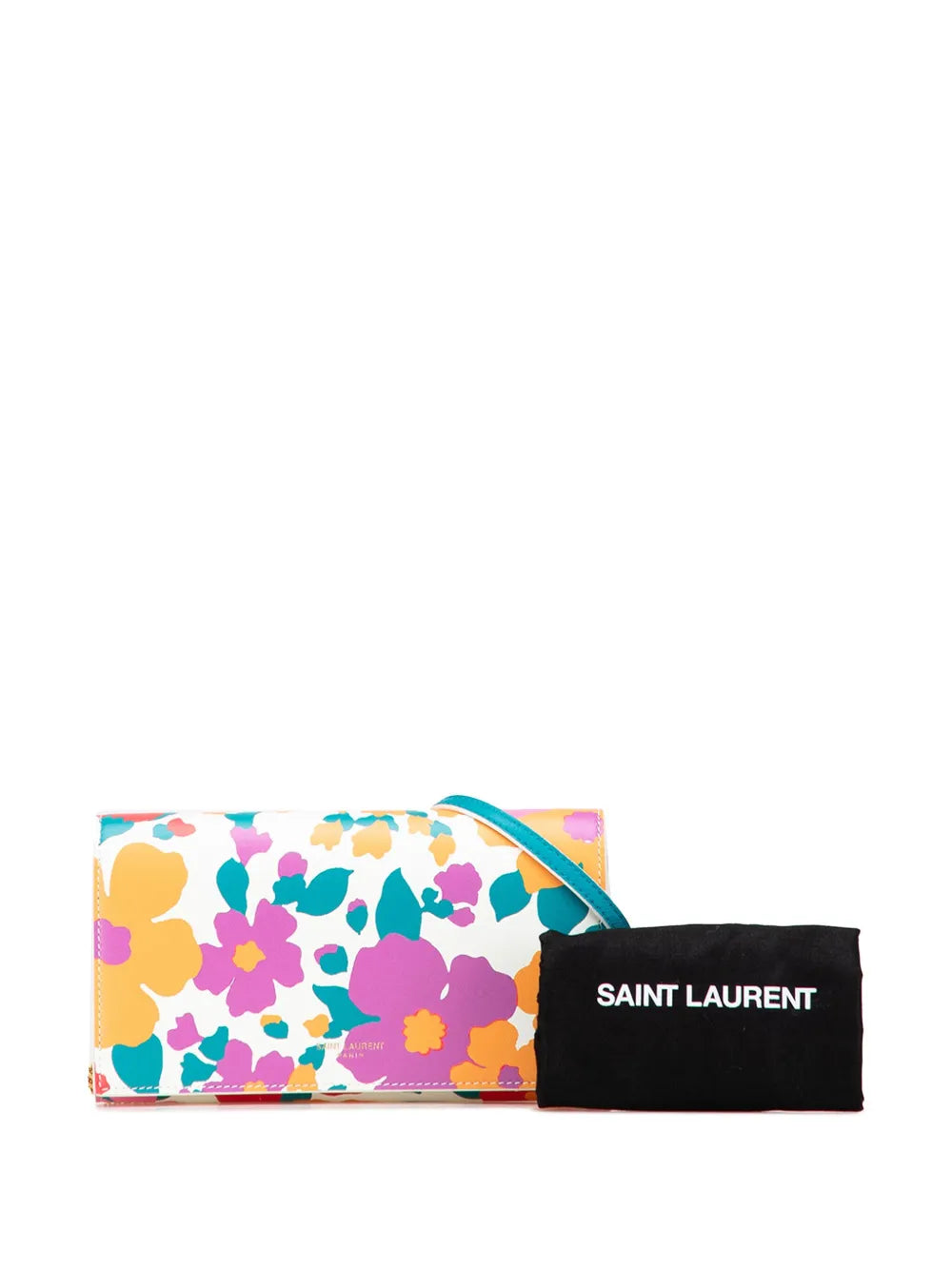 Pre-OwnedSaint Laurent Pre-Owned2021 Floral Printed Leather Wallet On Chain crossbody bag