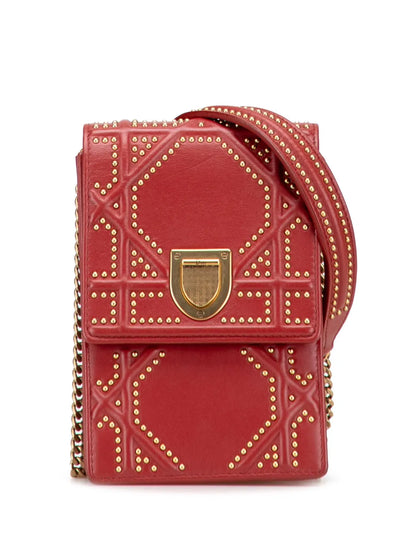 Pre-OwnedChristian Dior Pre-Owned2017 Studded Lambskin Vertical Diorama crossbody bag