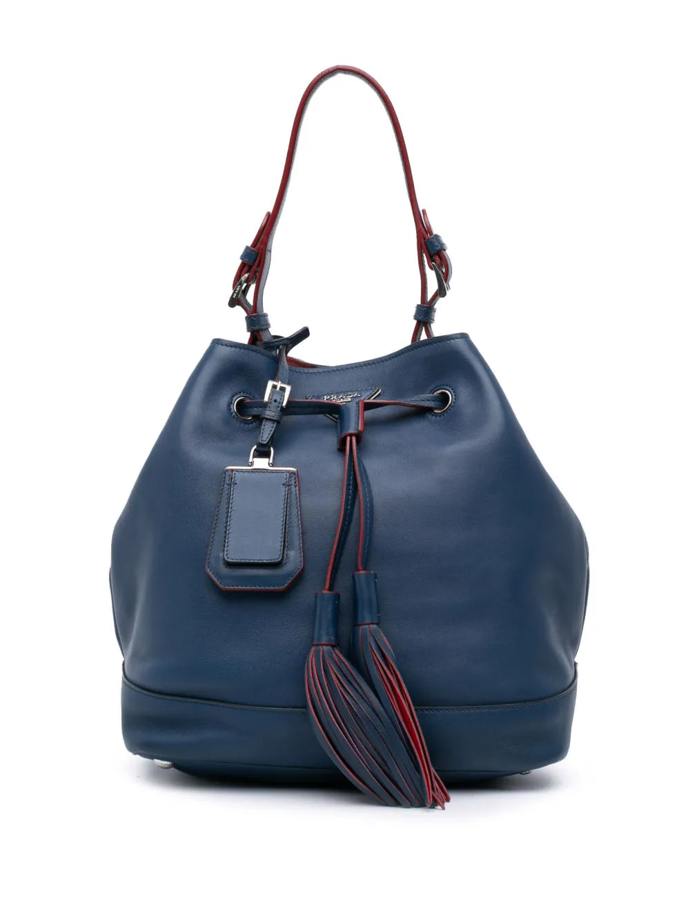 Pre-OwnedPrada Pre-Owned2013-2025 Soft Calf Tassel Convertible Drawstring Bucket Bag satchel