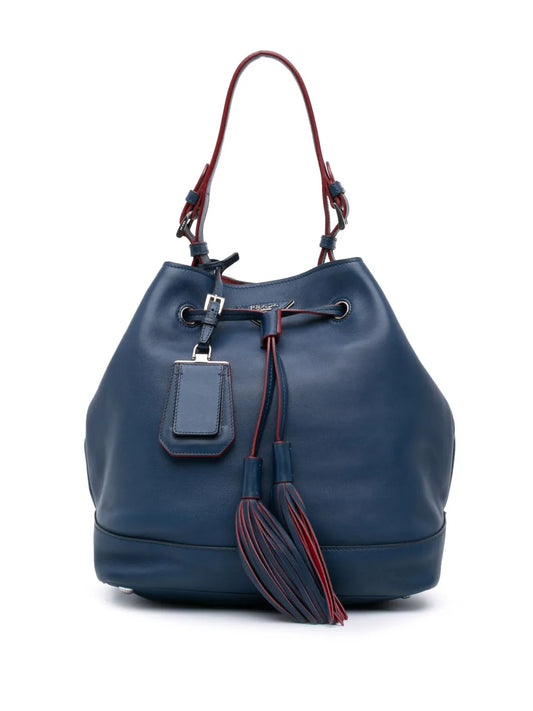 Pre-OwnedPrada Pre-Owned2013-2025 Soft Calf Tassel Convertible Drawstring Bucket Bag satchel