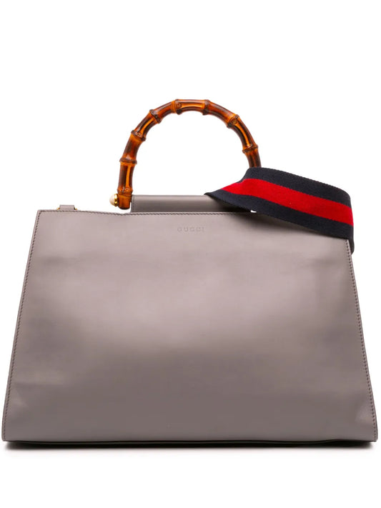 Pre-OwnedGucci Pre-Owned2016-2025 Medium Leather Bamboo Nymphaea satchel