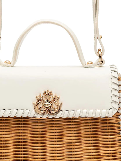 IslaSelene top handle woven shoulder bag