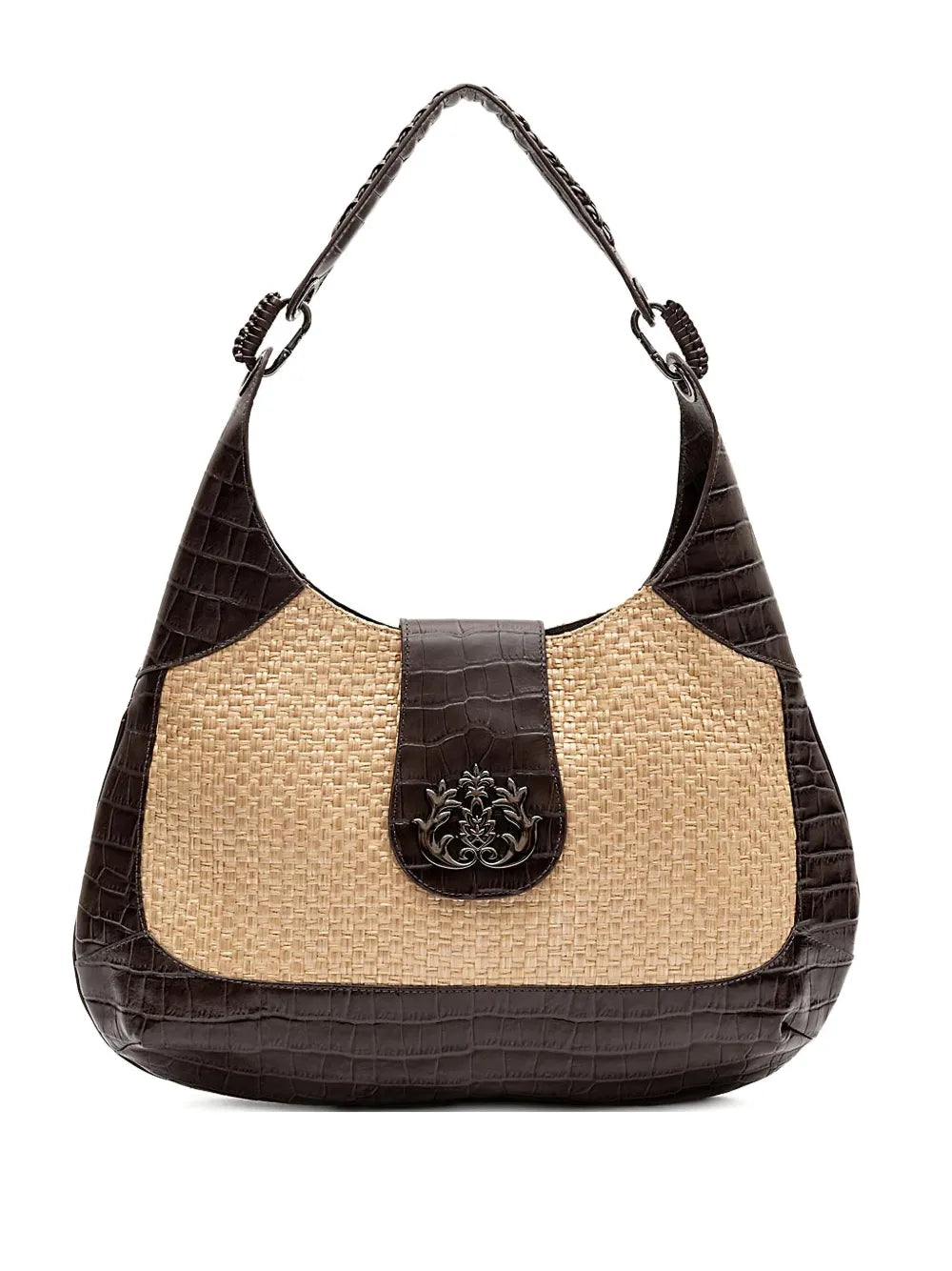 IslaMoon croc-embossed woven shoulder bag floriamart.shop