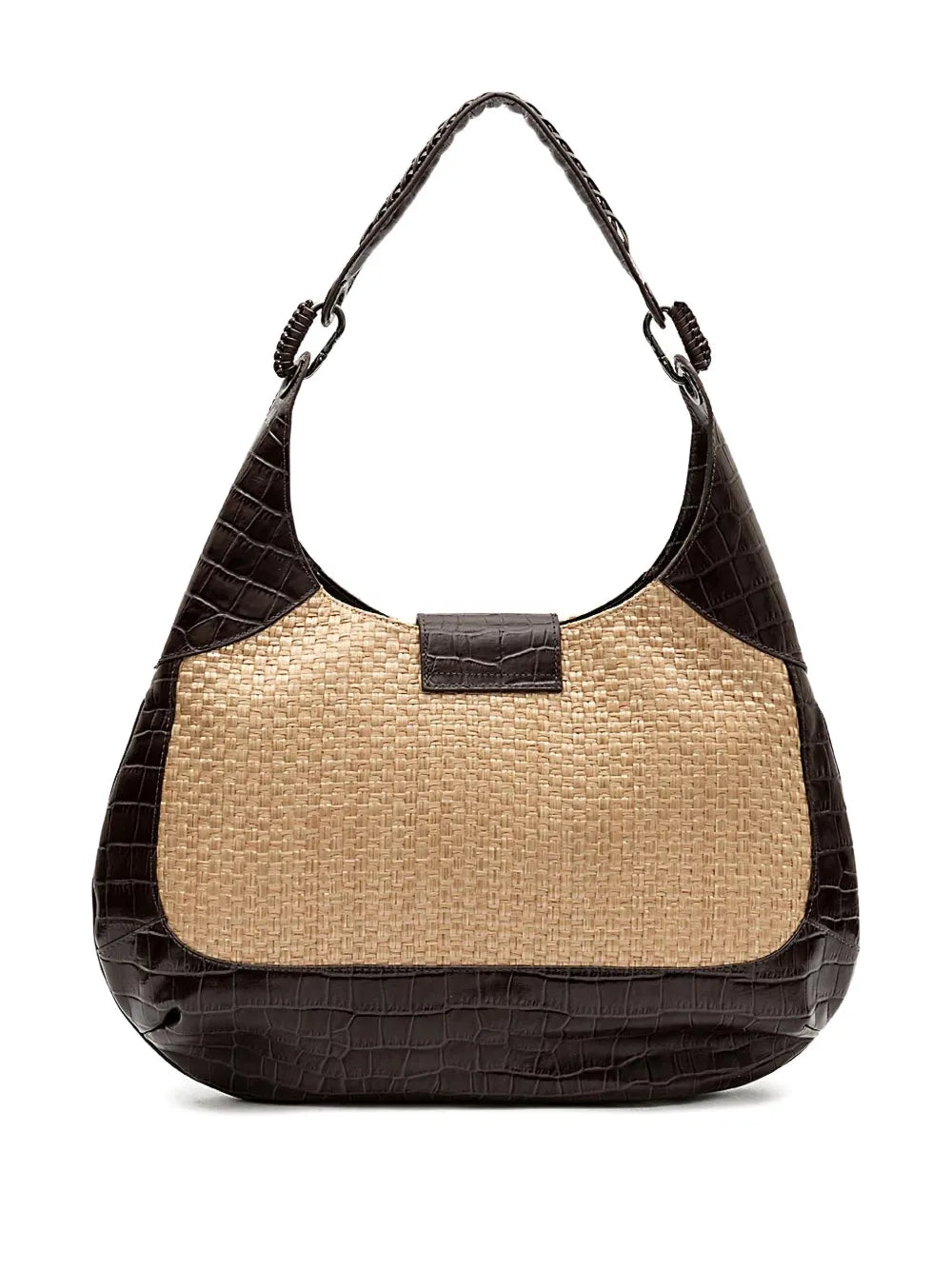 IslaMoon croc-embossed woven shoulder bag floriamart.shop