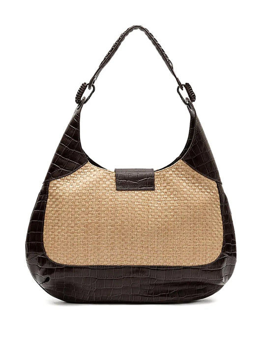 IslaMoon croc-embossed woven shoulder bag floriamart.shop