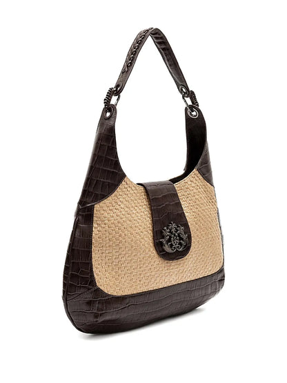 IslaMoon croc-embossed woven shoulder bag floriamart.shop