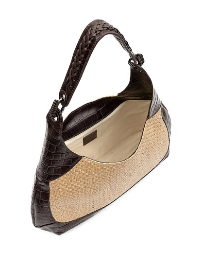 IslaMoon croc-embossed woven shoulder bag floriamart.shop
