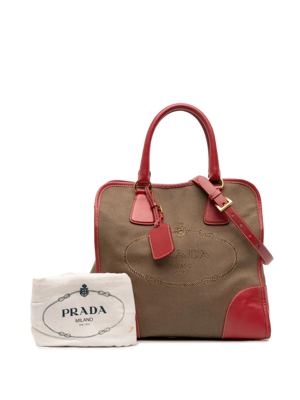 Pre-OwnedPrada Pre-Owned2000-2025 Saffiano Trimmed Canvas Canapa Logo satchel