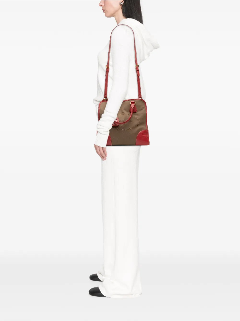 Pre-OwnedPrada Pre-Owned2000-2025 Saffiano Trimmed Canvas Canapa Logo satchel