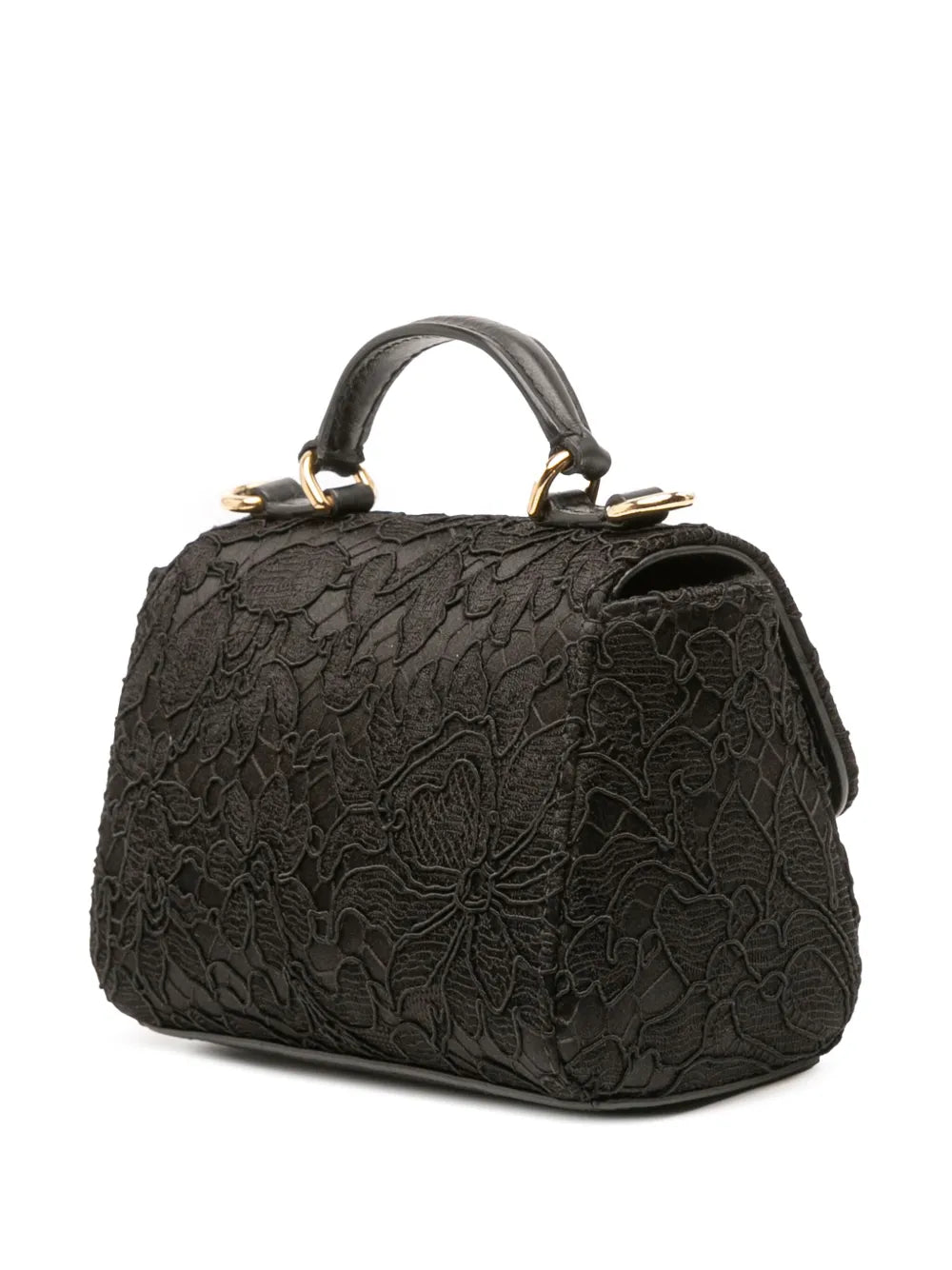 Pre-OwnedDolce & Gabbana Pre-Owned1990-2010 Silk and Lace Crystal Embellished DG Flap satchel