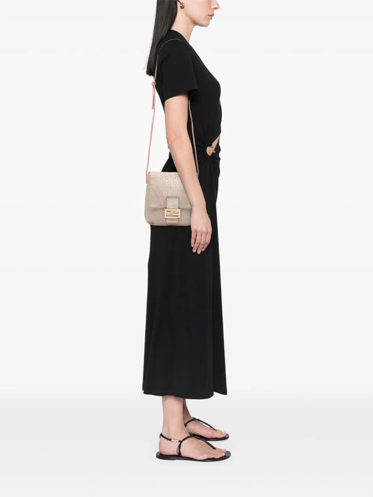 Pre-OwnedFendi Pre-Owned2010-2025 Zucchino Metallic Canvas Flap crossbody bag floriamart.shop