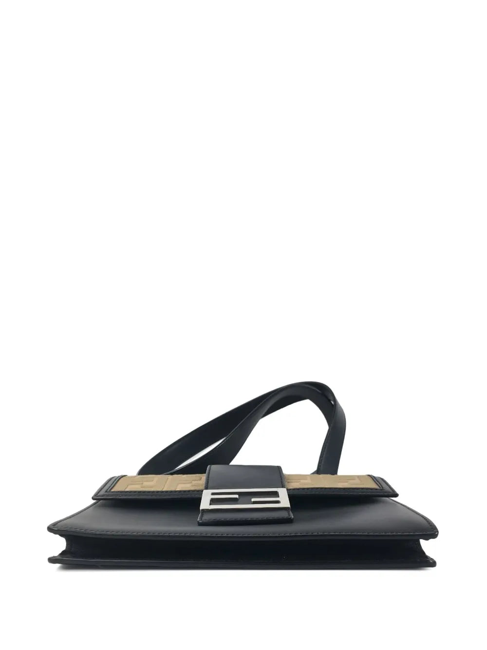 Pre-OwnedFendi Pre-Owned2010-2025 Calfskin and Canvas FF 1974 Flat Baguette crossbody bag