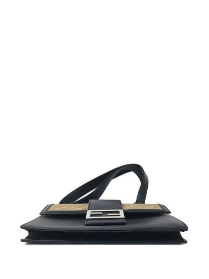 Pre-OwnedFendi Pre-Owned2010-2025 Calfskin and Canvas FF 1974 Flat Baguette crossbody bag