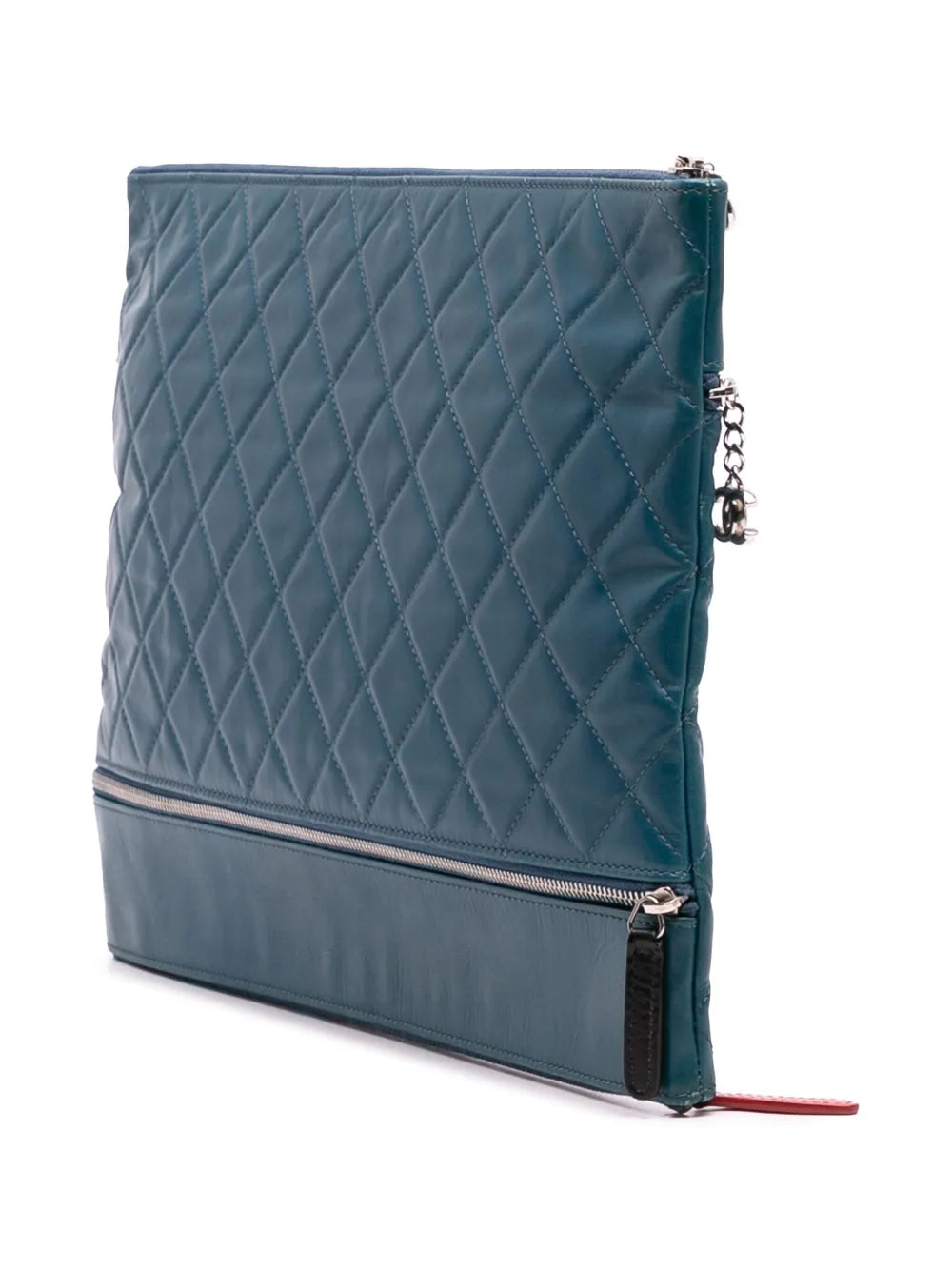 Pre-OwnedCHANEL Pre-Owned2013-2014 CC Quilted Lambskin Multi Zip clutch bag