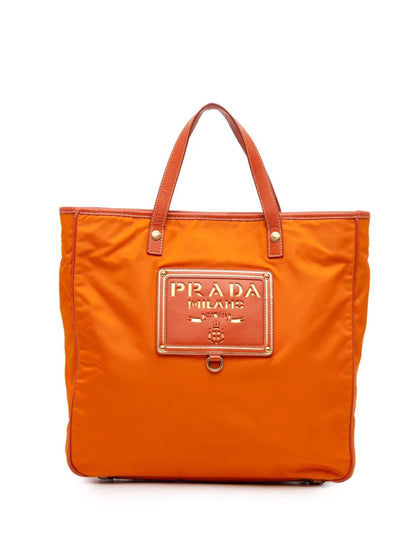 Pre-OwnedPrada Pre-Owned2021-2025 Saffiano Trimmed Tessuto Logo Oro satchel floriamart.shop