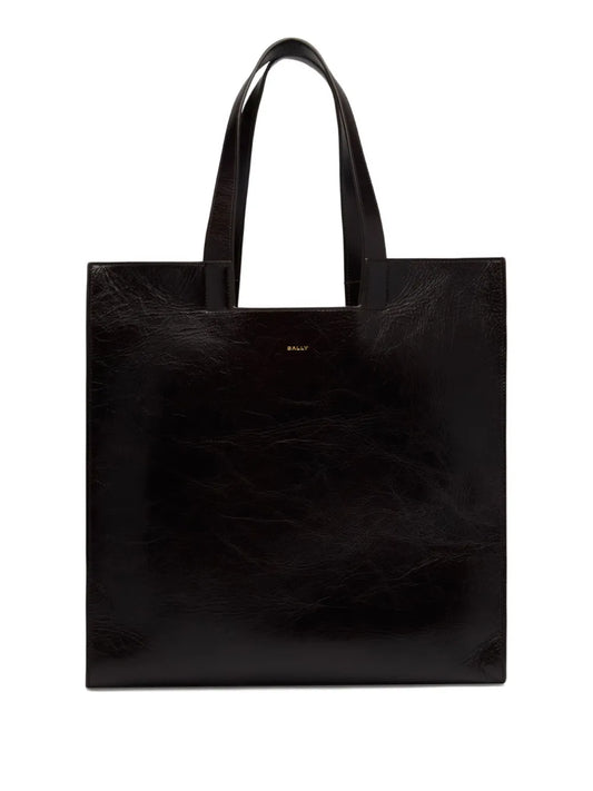 Ballygeometric-shape leather tote bag