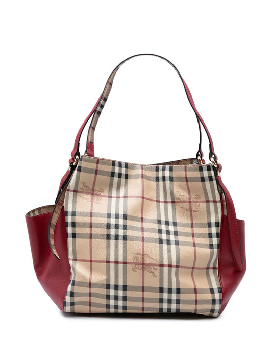 Pre-OwnedBurberry Pre-Owned2000-2017 Small Leather Trimmed Haymarket Check Coated Canvas Canterbury tote bag floriamart.shop