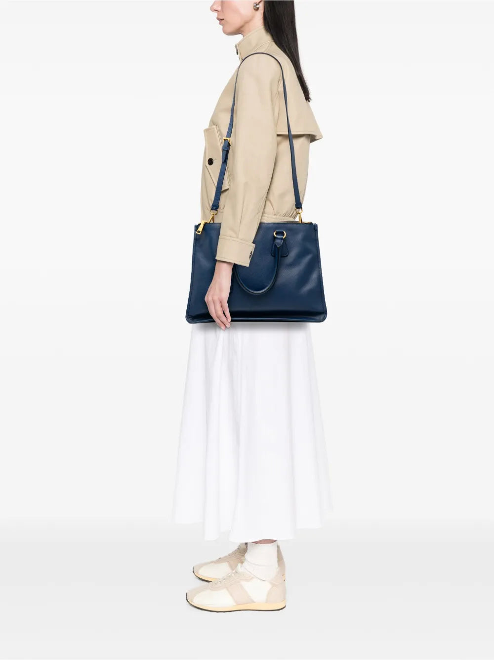 Pre-OwnedPrada Pre-Owned2013-2025 Saffiano Double Zip Open Convertible Tote satchel