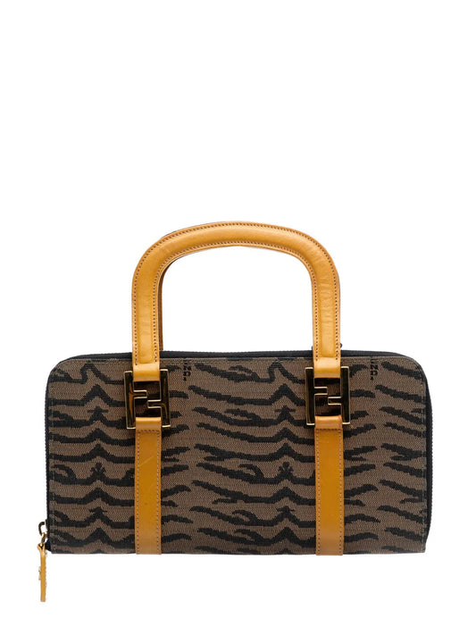 Pre-OwnedFendi Pre-Owned2000-2010 Zebra Print Canvas Twins handbag