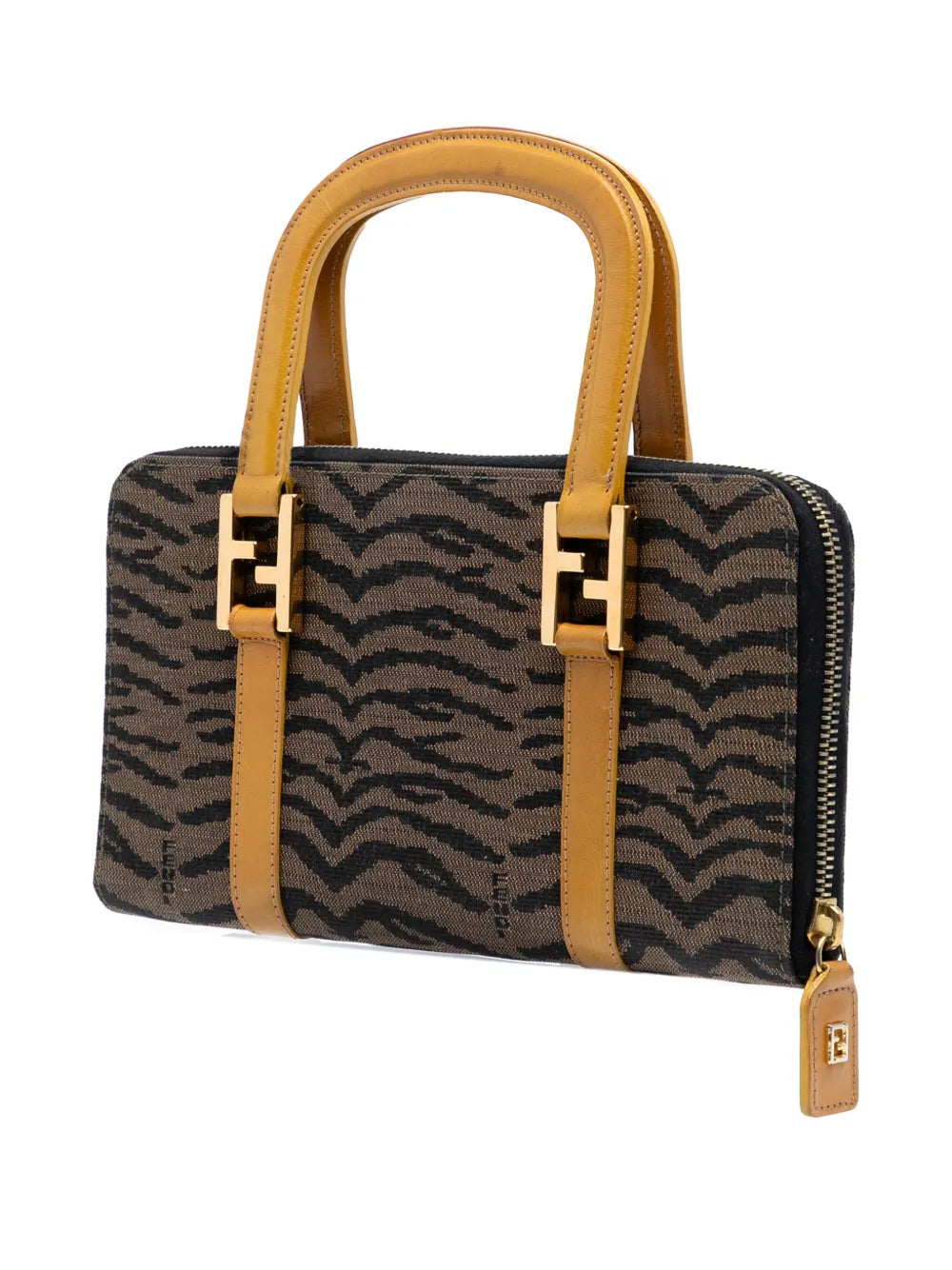 Pre-OwnedFendi Pre-Owned2000-2010 Zebra Print Canvas Twins handbag
