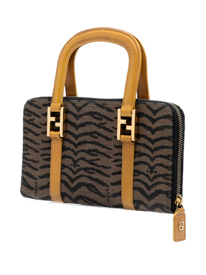 Pre-OwnedFendi Pre-Owned2000-2010 Zebra Print Canvas Twins handbag