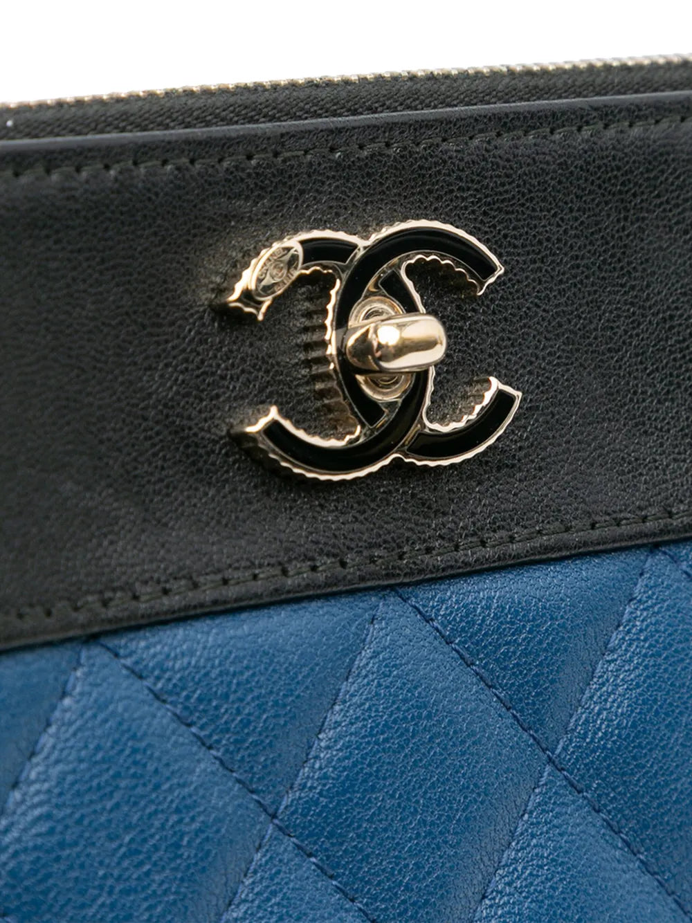 Pre-OwnedCHANEL Pre-Owned2016-2017 Large Bicolor Sheepskin Mademoiselle Zip clutch bag