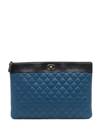 Pre-OwnedCHANEL Pre-Owned2016-2017 Large Bicolor Sheepskin Mademoiselle Zip clutch bag