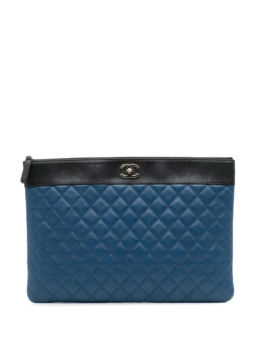 Pre-OwnedCHANEL Pre-Owned2016-2017 Large Bicolor Sheepskin Mademoiselle Zip clutch bag