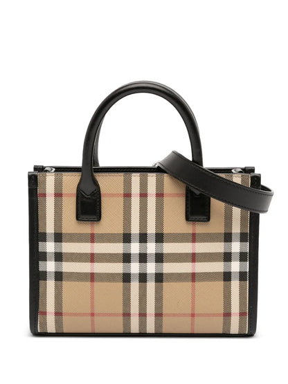 Pre-OwnedBurberry Pre-Owned2018-2025 Mini House Check Coated Canvas Denny Tote satchel