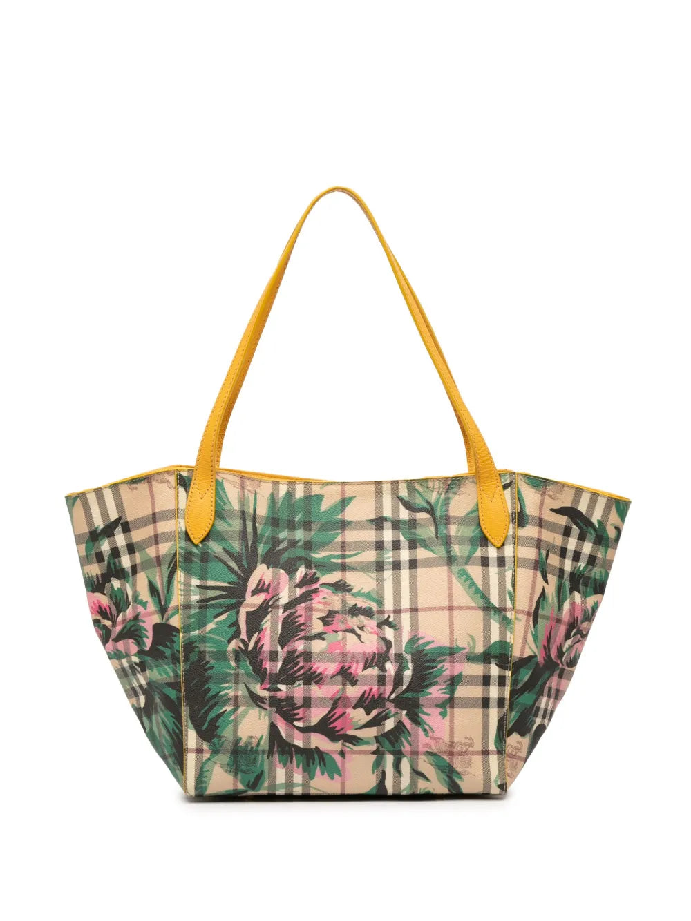 Pre-OwnedBurberry Pre-Owned2000-2017 Small Haymarket Check Floral Print Coated Canvas Canterbury tote bag