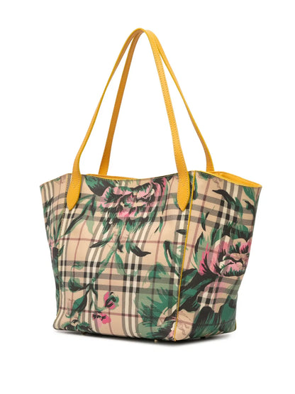 Pre-OwnedBurberry Pre-Owned2000-2017 Small Haymarket Check Floral Print Coated Canvas Canterbury tote bag