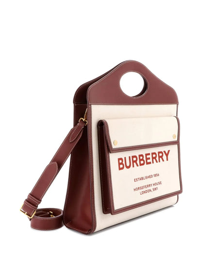 Pre-OwnedBurberry Pre-OwnedLogo Pocket Tote Canvas with Leather Medium crossbody bag