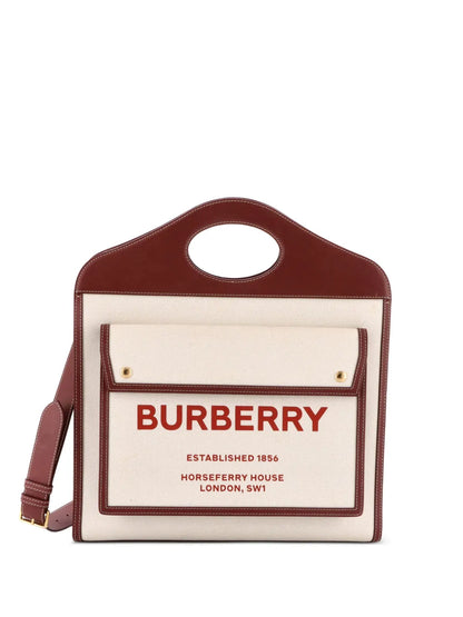 Pre-OwnedBurberry Pre-OwnedLogo Pocket Tote Canvas with Leather Medium crossbody bag