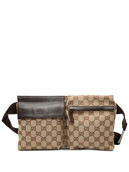 Pre-OwnedGucci Pre-Owned2000-2015 GG Canvas Double Pocket belt bag floriamart.shop