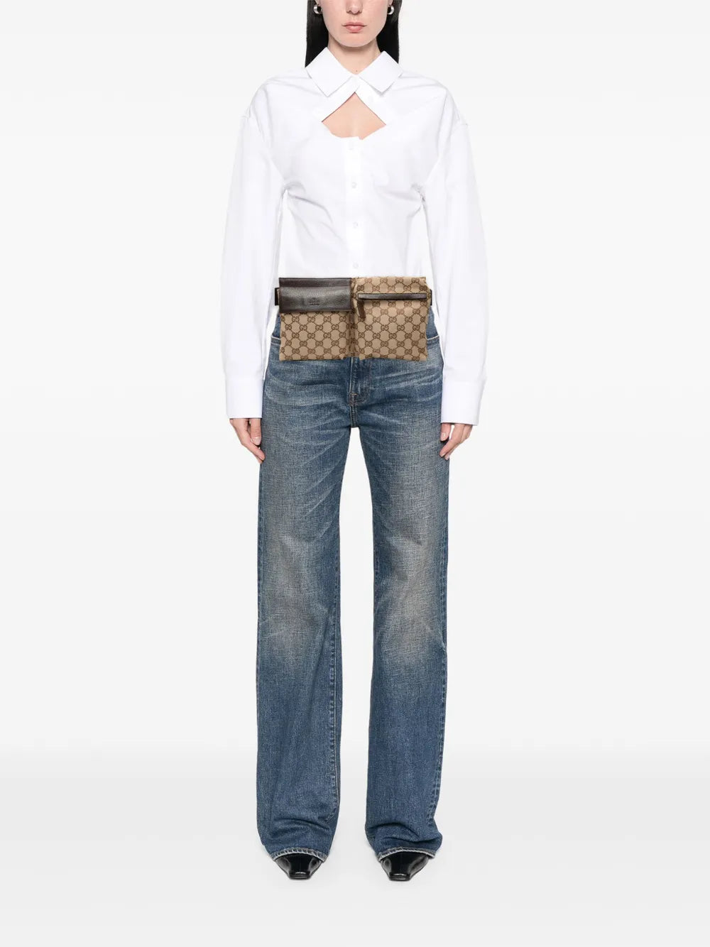Pre-OwnedGucci Pre-Owned2000-2015 GG Canvas Double Pocket belt bag floriamart.shop