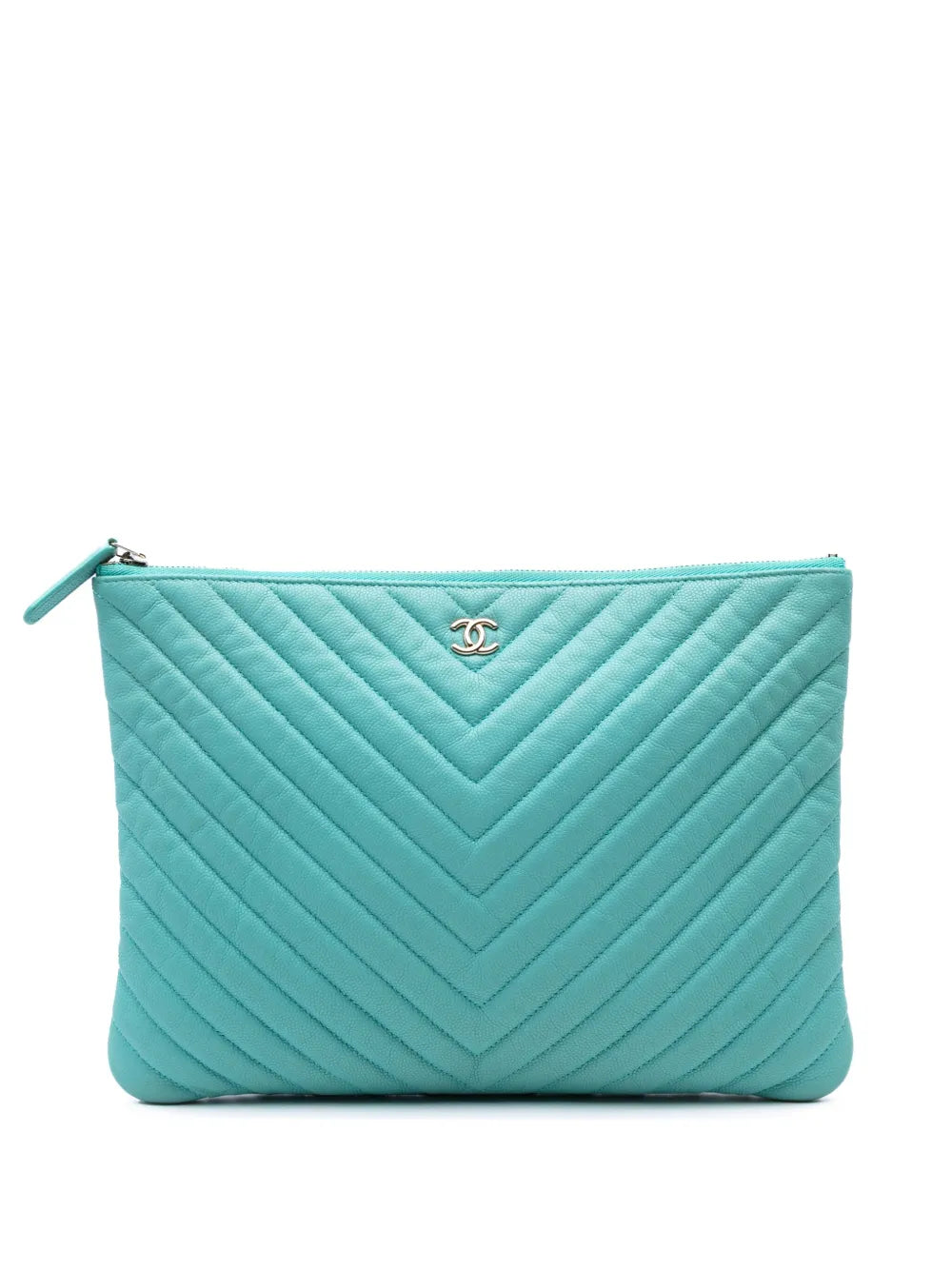 Pre-OwnedCHANEL Pre-Owned2019 Medium CC Chevron Caviar O Case clutch bag