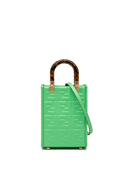 Pre-OwnedFendi Pre-Owned2010-2025 Mini Zucca Embossed Leather Sunshine Shopper Tote satchel
