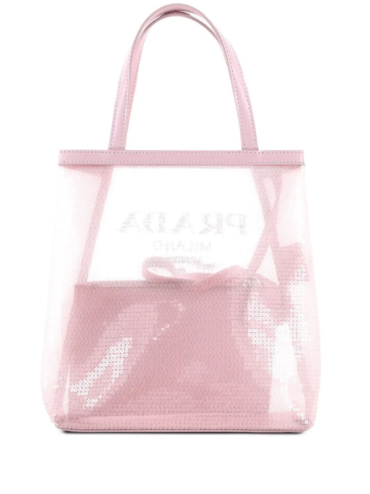 Pre-OwnedPrada Pre-OwnedLogo Open Sequined Mesh Small tote bag