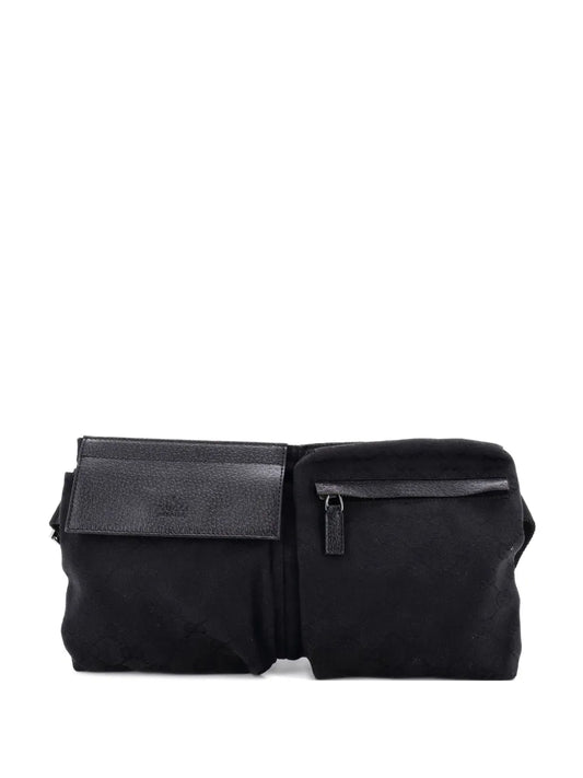 Pre-OwnedGucci Pre-OwnedVintage Double GG Canvas with Leather belt bag