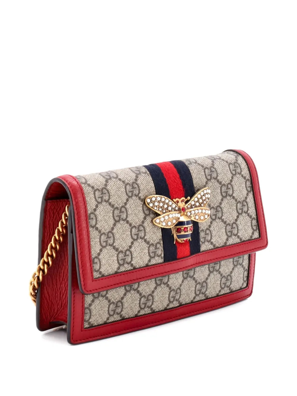 Pre-OwnedGucci Pre-OwnedQueen Margaret Chain Wallet GG Coated Canvas Mini crossbody bag