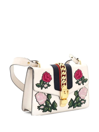 Pre-OwnedGucci Pre-OwnedSylvie Embroidered Leather Small shoulder bag