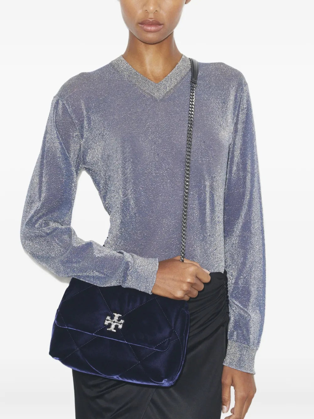 New SeasonTory Burchsmall Kira diamond-quilted velvet shoulder bag