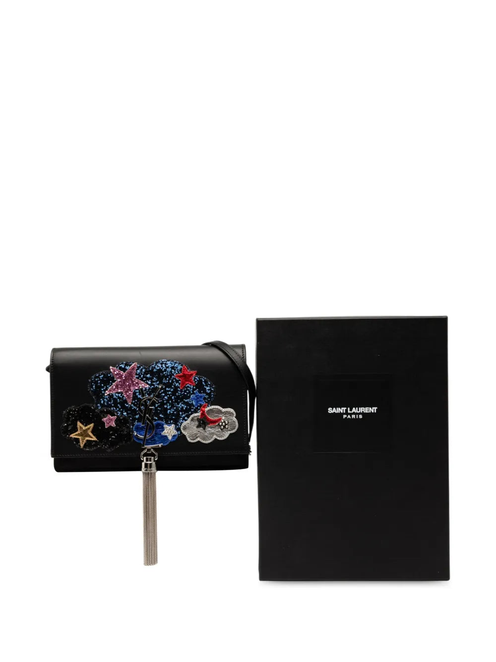Pre-OwnedSaint Laurent Pre-Owned2016 Calfskin Cloud Star Applique Classic Monogram Kate Tassel Wallet on Chain crossbody bag