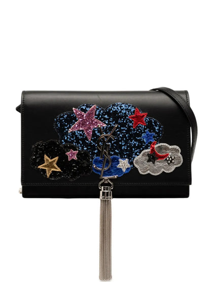 Pre-OwnedSaint Laurent Pre-Owned2016 Calfskin Cloud Star Applique Classic Monogram Kate Tassel Wallet on Chain crossbody bag