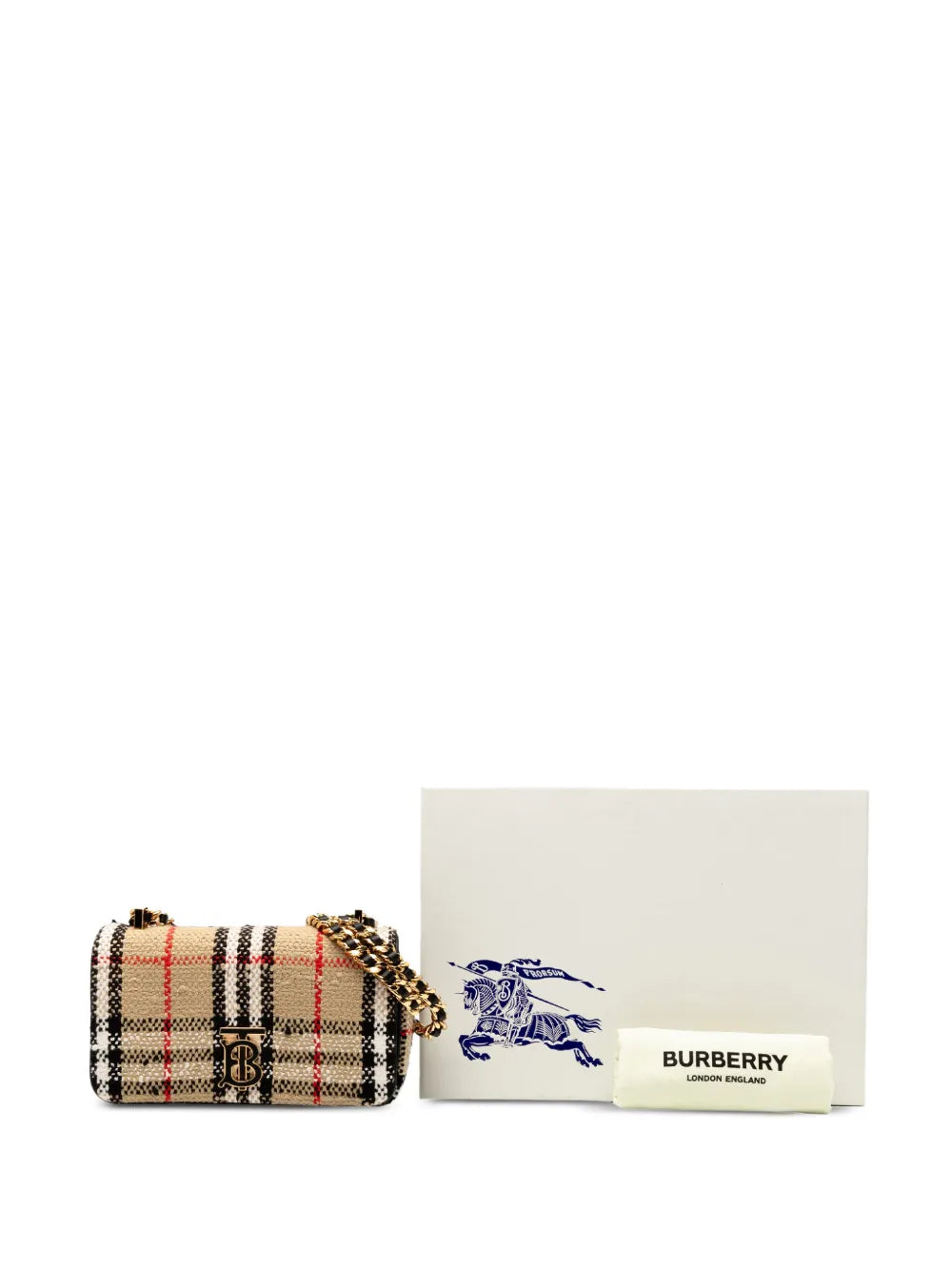 Pre-OwnedBurberry Pre-Owned2018-2025 Mini House Check Cotton and Wool Lola crossbody bag