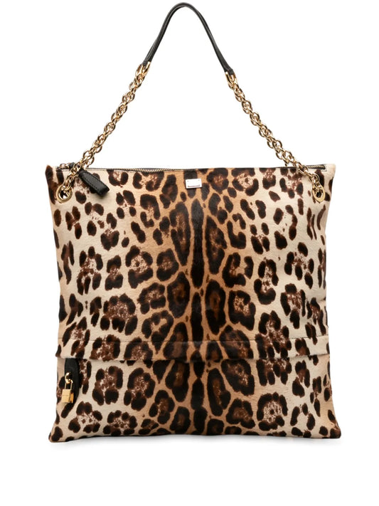 Pre-OwnedDolce & Gabbana Pre-Owned2000-2025 Pony Hair Leopard Print Chain tote bag floriamart.shop