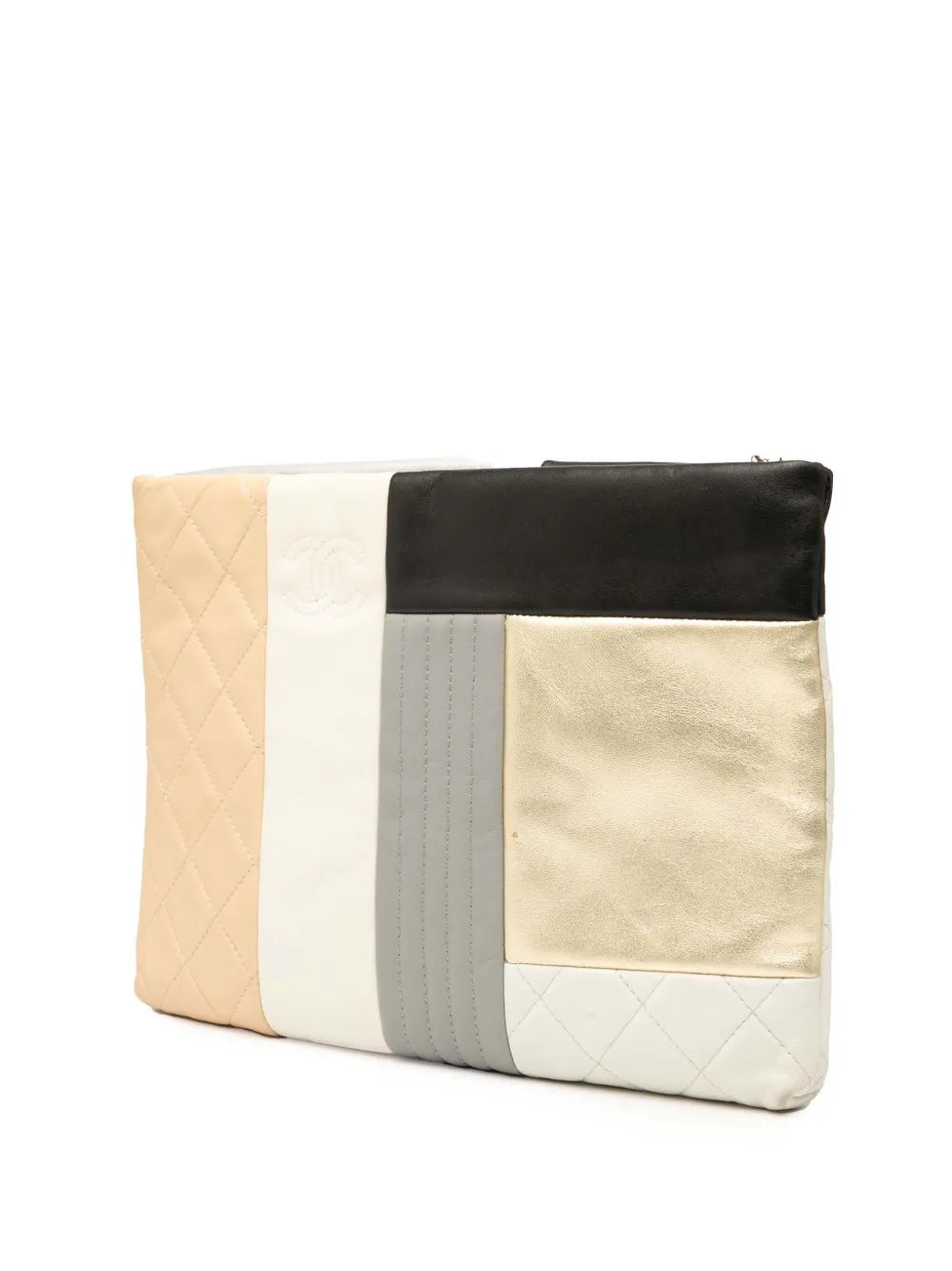 Pre-OwnedCHANEL Pre-Owned2016-2017 Medium Lambskin Colorblock Patchwork O Case clutch bag