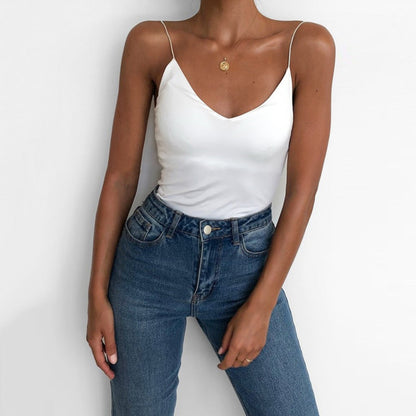 Satin Women Thin Wild Solid Camis Vest Women Tank Tops floriamart