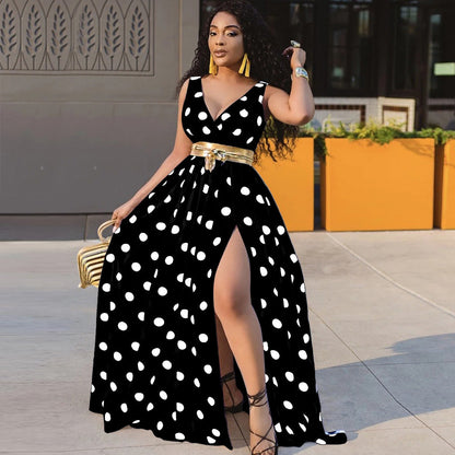 Sexy Dresses Women Party Ladies Belt Plus Size Forked Club Dresses floriamart